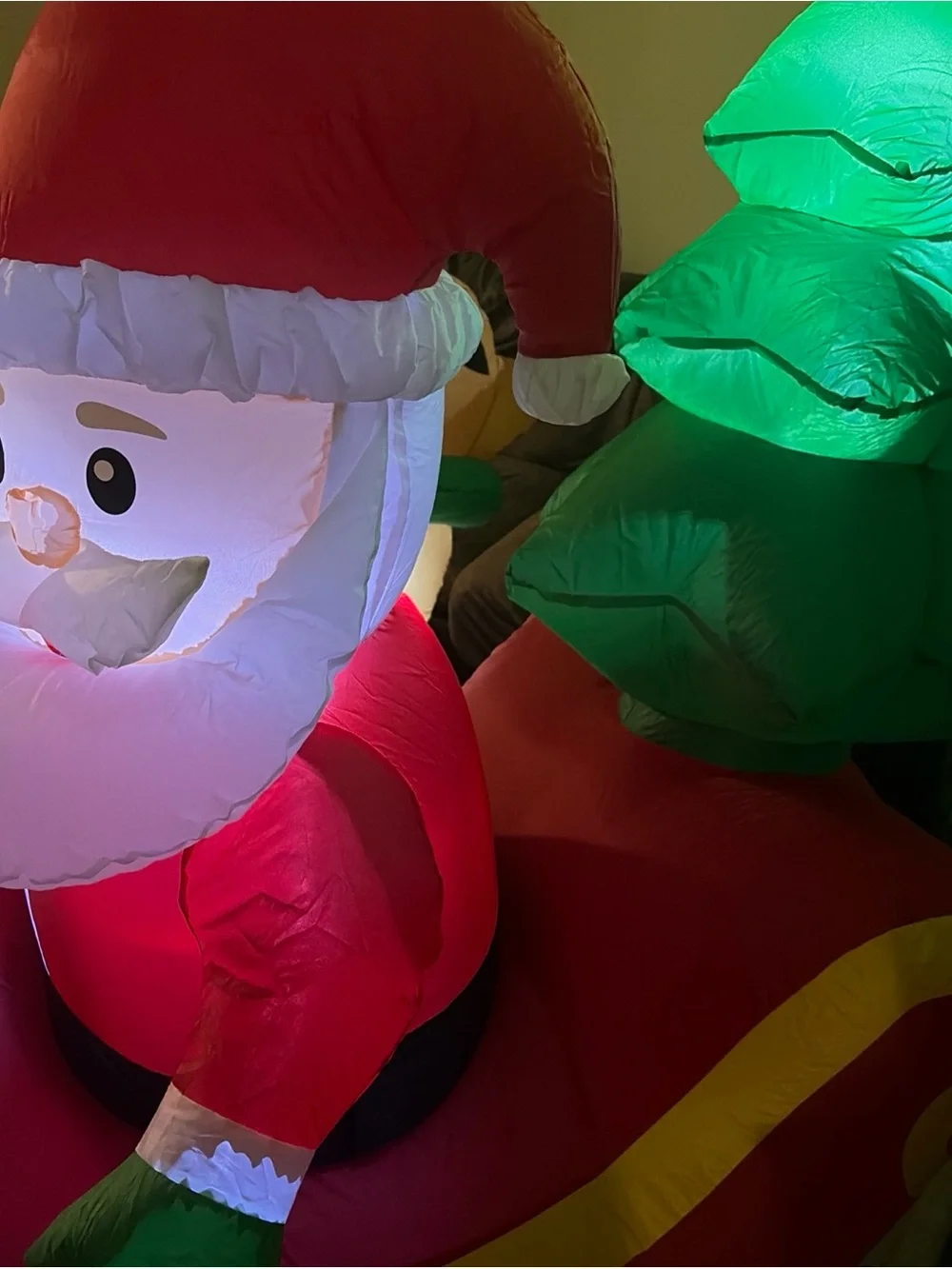 8 FT Long Christmas Inflatable Santa Claus on Sleigh with 3 Reindeer